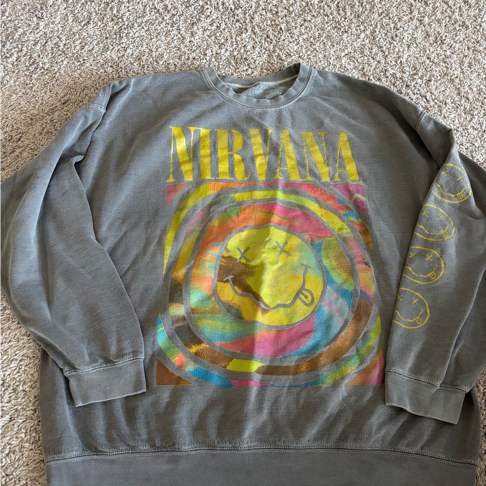 Nirvana Gray Graphic womens Sweater